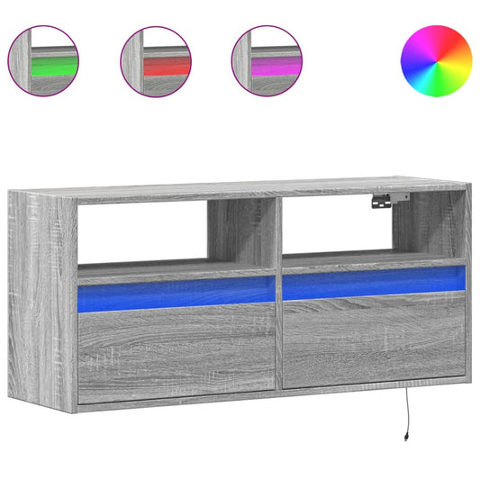 TV Wall Cabinet with LED Lights Grey Sonoma 100x31x45 cm TV Wall Cabinet with LED Lights Grey Sonoma 100x31x45 cm