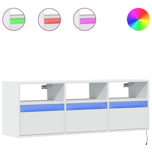 TV Wall Cabinet with LED Lights White 130x31x45 cm TV Wall Cabinet with LED Lights White 130x31x45 cm