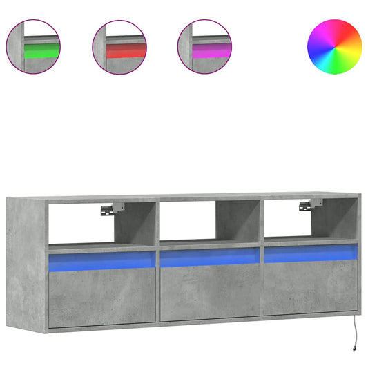 TV Wall Cabinet with LED Lights Concrete Grey 130x31x45 cm TV Wall Cabinet with LED Lights Concrete Grey 130x31x45 cm