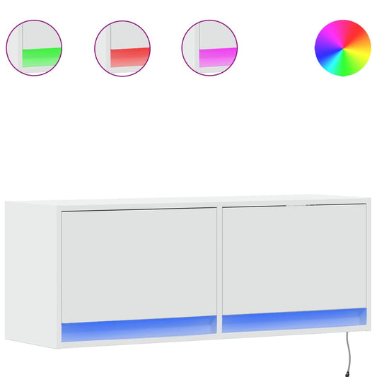 TV Wall Cabinet with LED Lights White 100x31x38 cm TV Wall Cabinet with LED Lights White 100x31x38 cm
