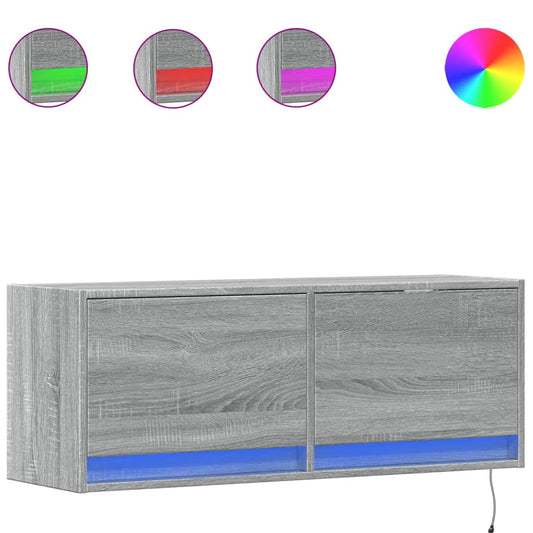 TV Wall Cabinet with LED Lights Grey Sonoma 100x31x38 cm TV Wall Cabinet with LED Lights Grey Sonoma 100x31x38 cm
