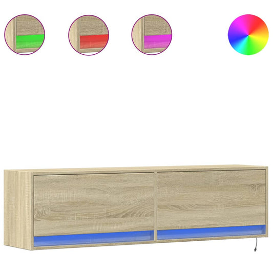 TV Wall Cabinet with LED Lights Sonoma Oak 140x31x38 cm TV Wall Cabinet with LED Lights Sonoma Oak 140x31x38 cm
