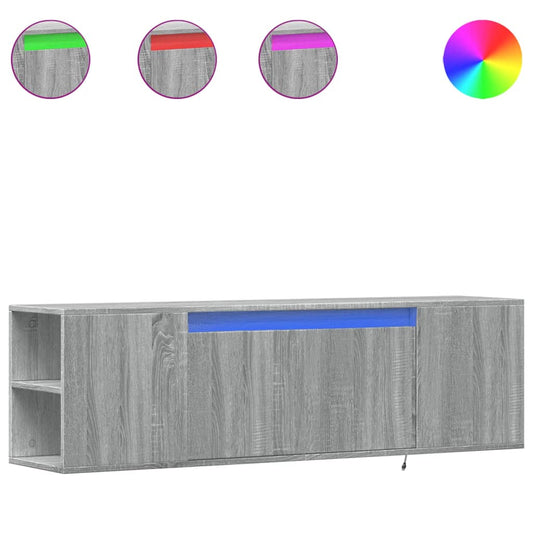 TV Wall Cabinet with LED Lights Grey Sonoma 135x31x39,5 cm TV Wall Cabinet with LED Lights Grey Sonoma 135x31x39,5 cm