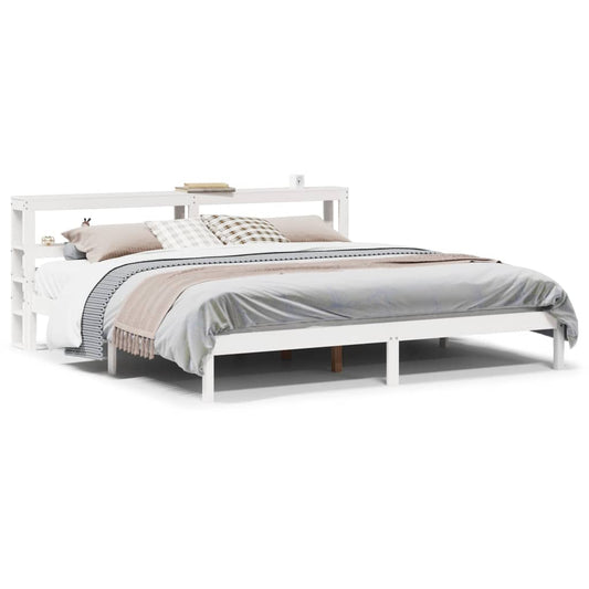 Bed Frame without Mattress White 200x200 cm Solid Wood Pine Bed Frame without Mattress White 200x200 cm Solid Wood Pine
