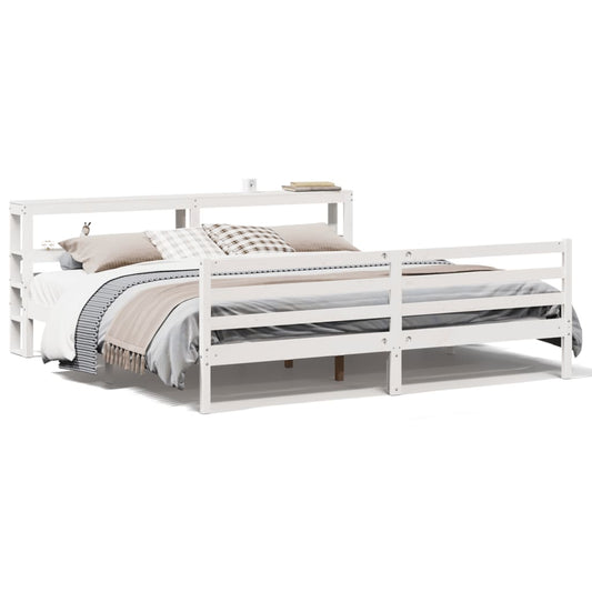 Bed Frame without Mattress White 200x200 cm Solid Wood Pine Bed Frame without Mattress White 200x200 cm Solid Wood Pine