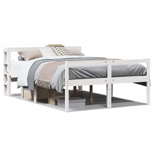 Senior Bed with Headboard without Mattress White 150x200 cm King Size Senior Bed with Headboard without Mattress White 150x200 cm King Size