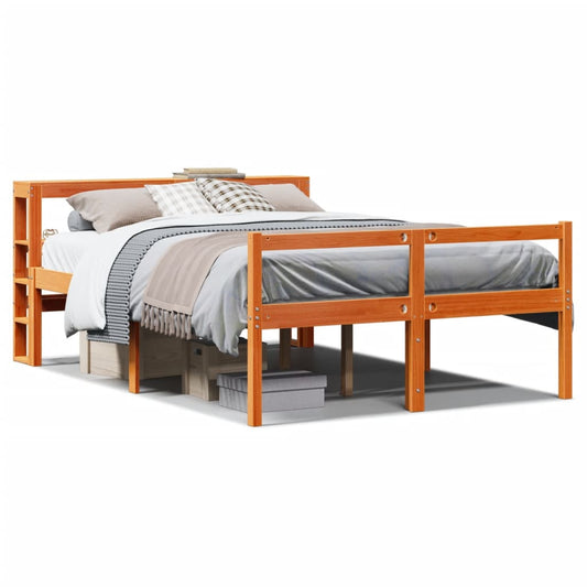 Bed Frame with Headboard without Mattress Wax Brown 140x190 cm Bed Frame with Headboard without Mattress Wax Brown 140x190 cm