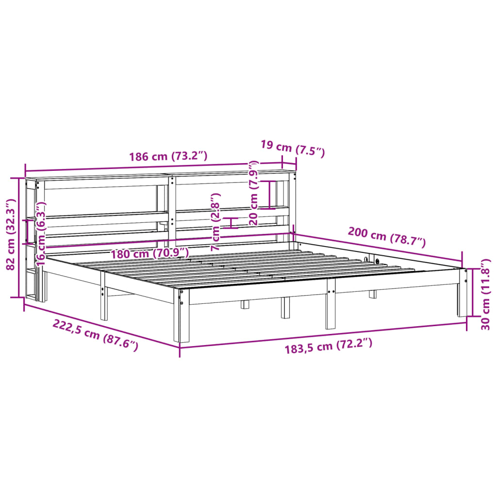 Bed Frame with Headboard without Mattress 180x200 cm