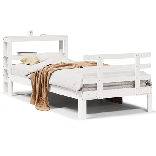 Bed Frame with Headboard without Mattress White 90x190 cm Single Bed Frame with Headboard without Mattress White 90x190 cm Single