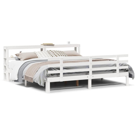 Bed Frame with Headboard without Mattress White 180x200 cm Super King Bed Frame with Headboard without Mattress White 180x200 cm Super King