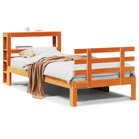 Bed Frame with Headboard without Mattress Wax Brown 100x200 cm Bed Frame with Headboard without Mattress Wax Brown 100x200 cm