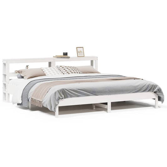 Bed Frame without Mattress White 200x200 cm Solid Wood Pine Bed Frame without Mattress White 200x200 cm Solid Wood Pine