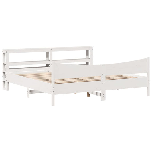 Bed Frame with Headboard White 180x200 cm Super King Solid Wood Pine Bed Frame with Headboard White 180x200 cm Super King Solid Wood Pine