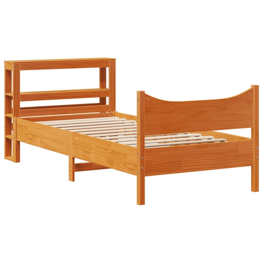 Bed Frame with Headboard Wax Brown 75x190 cm Small Single Solid Wood Pine Bed Frame with Headboard Wax Brown 75x190 cm Small Single Solid Wood Pine