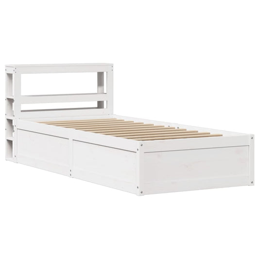 Bed Frame with Headboard White 75x190 cm Small Single Solid Wood Pine Bed Frame with Headboard White 75x190 cm Small Single Solid Wood Pine