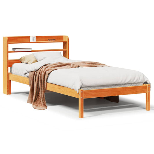 Bed Frame with Headboard without Mattress Wax Brown 75x190 cm Small Single Bed Frame with Headboard without Mattress Wax Brown 75x190 cm Small Single