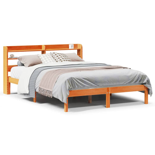 Bed Frame with Headboard without Mattress Wax Brown 135x190 cm Bed Frame with Headboard without Mattress Wax Brown 135x190 cm