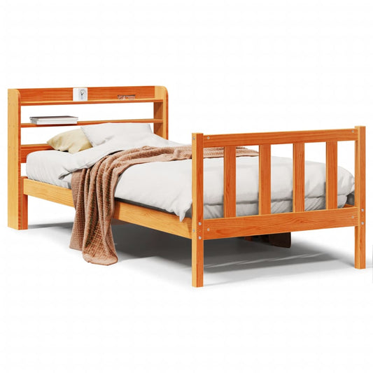 Bed Frame with Headboard without Mattress Wax Brown 100x200 cm Bed Frame with Headboard without Mattress Wax Brown 100x200 cm