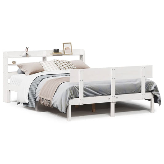 Bed Frame without Mattress White 135x190 cm Double Solid Wood Pine Bed Frame without Mattress White 135x190 cm Double Solid Wood Pine