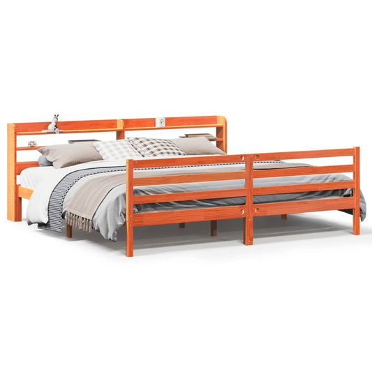 Bed Frame without Mattress Wax Brown 200x200 cm Solid Wood Pine Bed Frame without Mattress Wax Brown 200x200 cm Solid Wood Pine