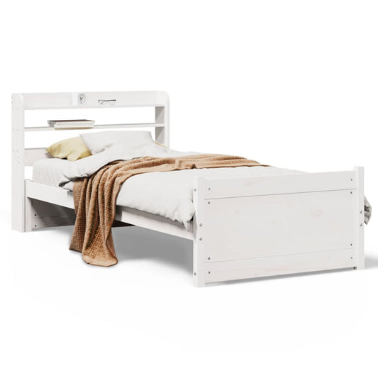 Bed Frame with Headboard without Mattress White 90x190 cm Single Bed Frame with Headboard without Mattress White 90x190 cm Single