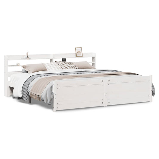 Bed Frame with Headboard without Mattress White 180x200 cm Super King Bed Frame with Headboard without Mattress White 180x200 cm Super King