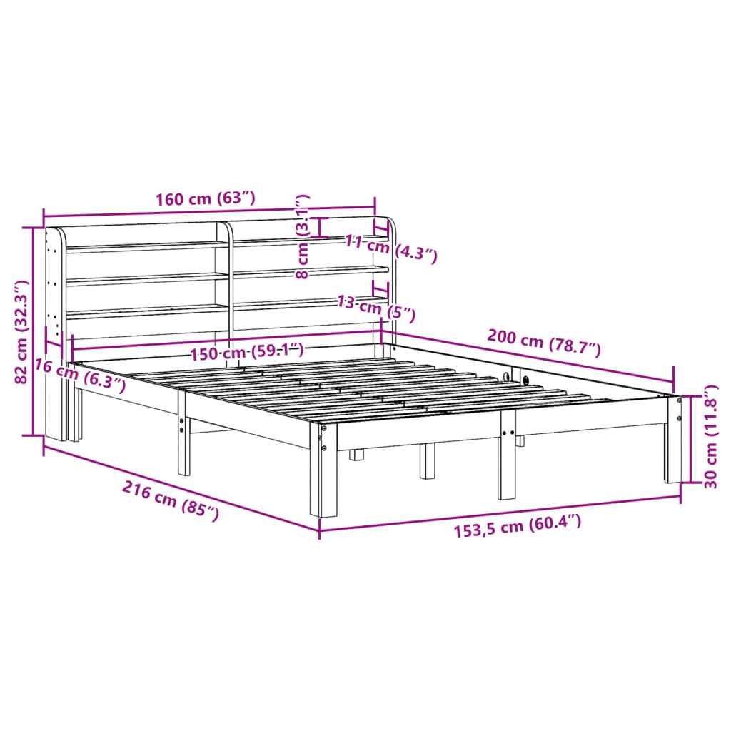 Bed Frame with Headboard without Mattress 150x200 cm