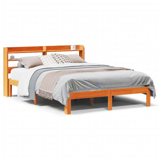Bed Frame without Mattress Wax Brown 135x190 cm Solid Wood Pine Bed Frame without Mattress Wax Brown 135x190 cm Solid Wood Pine