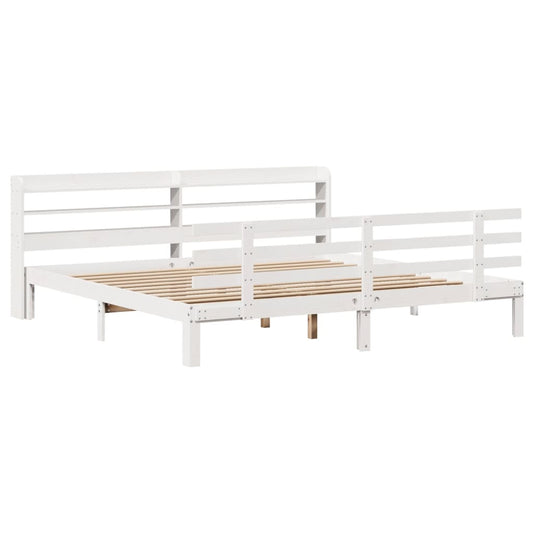 Bed Frame | White | Solid pine wood, Plywood | Double | Bed Frame Bed Frame | White | Solid pine wood, Plywood | Double | Bed Frame