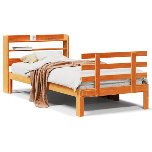 Bed Frame with Headboard without Mattress Wax Brown 100x200 cm Bed Frame with Headboard without Mattress Wax Brown 100x200 cm