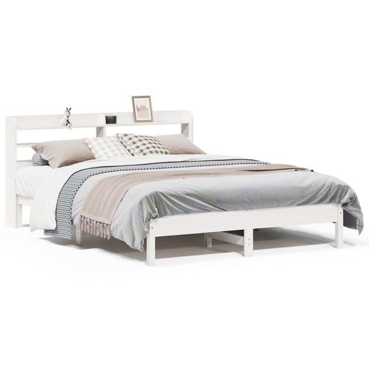Bed Frame without Mattress White 150x200 cm King Size Solid Wood Pine Bed Frame without Mattress White 150x200 cm King Size Solid Wood Pine
