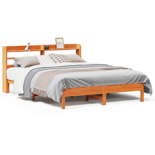 Bed Frame without Mattress Wax Brown 150x200 cm King Size Solid Wood Pine Bed Frame without Mattress Wax Brown 150x200 cm King Size Solid Wood Pine