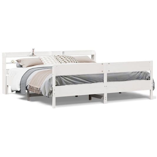 Bed Frame without Mattress White 200x200 cm Solid Wood Pine Bed Frame without Mattress White 200x200 cm Solid Wood Pine