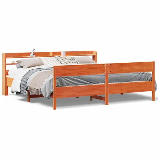 Bed Frame without Mattress Wax Brown 200x200 cm Solid Wood Pine Bed Frame without Mattress Wax Brown 200x200 cm Solid Wood Pine