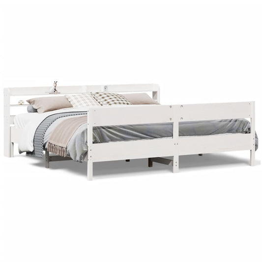Bed Frame without Mattress White 180x200 cm Super King Solid Wood Pine Bed Frame without Mattress White 180x200 cm Super King Solid Wood Pine