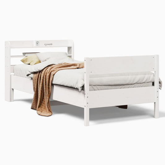 Bed Frame without Mattress White 100x200 cm Solid Wood Pine Bed Frame without Mattress White 100x200 cm Solid Wood Pine