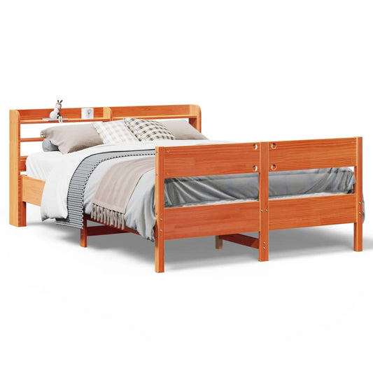 Bed Frame without Mattress Wax Brown 135x190 cm Solid Wood Pine Bed Frame without Mattress Wax Brown 135x190 cm Solid Wood Pine