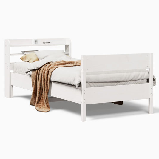 Bed Frame without Mattress White 90x190 cm Single Solid Wood Pine Bed Frame without Mattress White 90x190 cm Single Solid Wood Pine