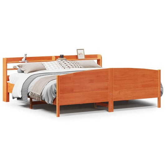 Bed Frame without Mattress Wax Brown 200x200 cm Solid Wood Pine Bed Frame without Mattress Wax Brown 200x200 cm Solid Wood Pine