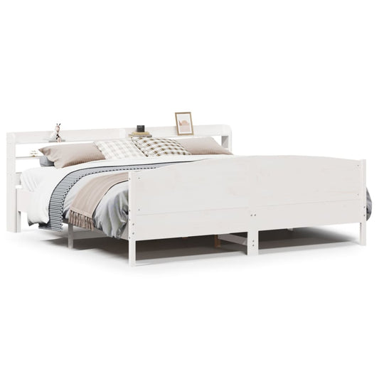 Bed Frame without Mattress White 180x200 cm Super King Solid Wood Pine Bed Frame without Mattress White 180x200 cm Super King Solid Wood Pine