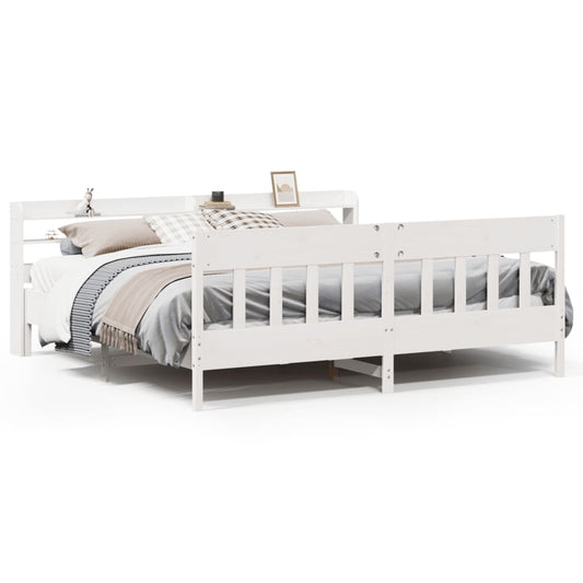 Bed Frame without Mattress White 200x200 cm Solid Wood Pine Bed Frame without Mattress White 200x200 cm Solid Wood Pine