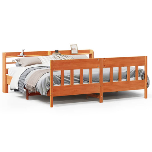 Bed Frame without Mattress Wax Brown 200x200 cm Solid Wood Pine Bed Frame without Mattress Wax Brown 200x200 cm Solid Wood Pine