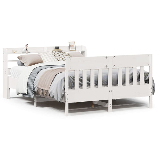 Bed Frame without Mattress White 135x190 cm Double Solid Wood Pine Bed Frame without Mattress White 135x190 cm Double Solid Wood Pine