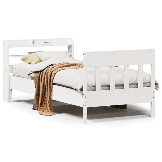 Bed Frame without Mattress White 75x190 cm Small Single Solid Wood Pine Bed Frame without Mattress White 75x190 cm Small Single Solid Wood Pine