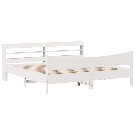 Bed Frame with Headboard White 180x200 cm Super King Solid Wood Pine Bed Frame with Headboard White 180x200 cm Super King Solid Wood Pine