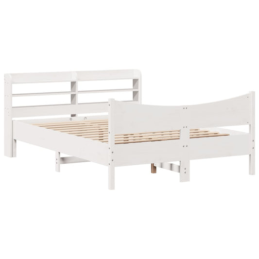 Bed Frame with Headboard White 135x190 cm Double Solid Wood Pine Bed Frame with Headboard White 135x190 cm Double Solid Wood Pine