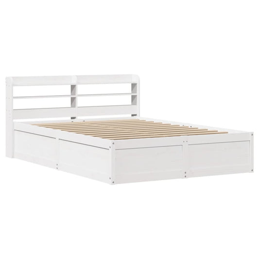 Bed Frame with Headboard White 135x190 cm Double Solid Wood Pine Bed Frame with Headboard White 135x190 cm Double Solid Wood Pine