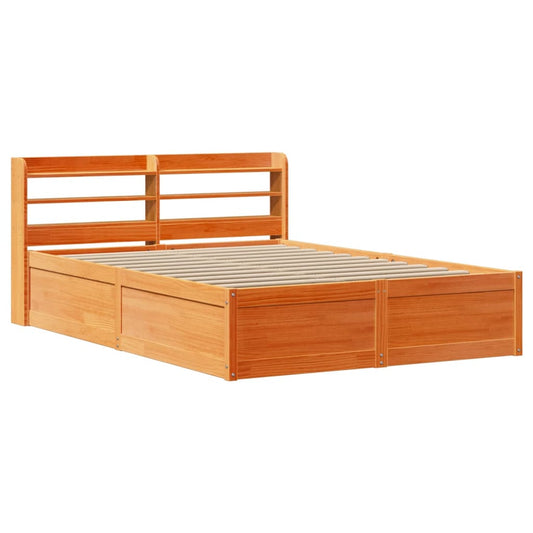 Bed Frame with Headboard Wax Brown 120x190 cm Small Double Solid Wood Pine Bed Frame with Headboard Wax Brown 120x190 cm Small Double Solid Wood Pine