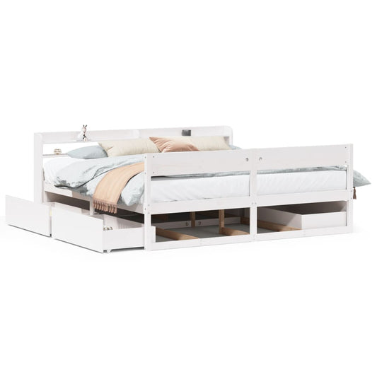 Bed Frame without Mattress White 200x200 cm Solid Wood Pine Bed Frame without Mattress White 200x200 cm Solid Wood Pine