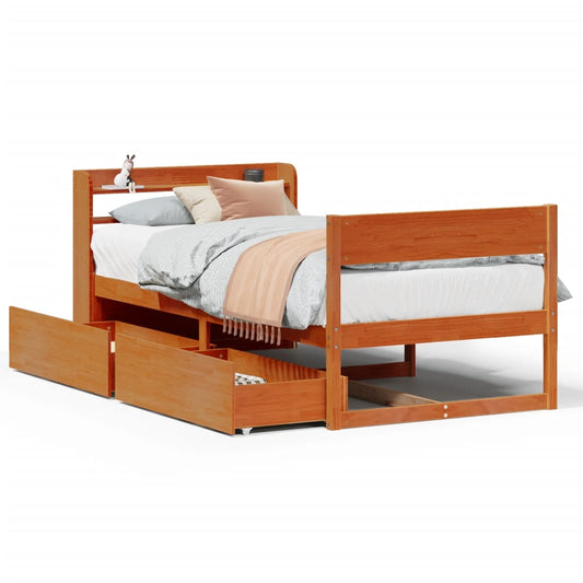 Bed Frame without Mattress Wax Brown 75x190 cm Small Single Solid Wood Pine Bed Frame without Mattress Wax Brown 75x190 cm Small Single Solid Wood Pine